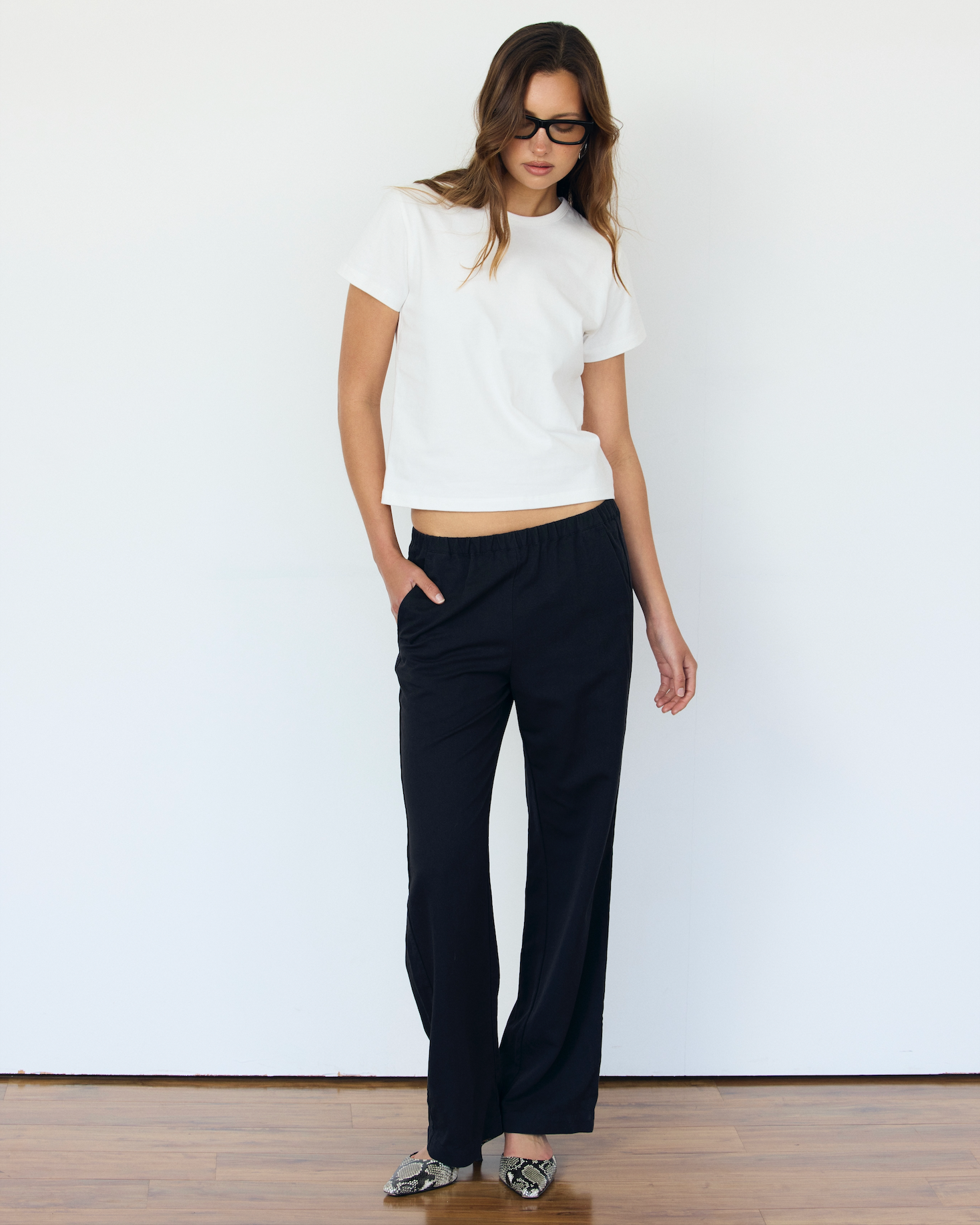 the limited drew fit dress pants Forever Drew Cotton Blend Wide Leg Pants in Black