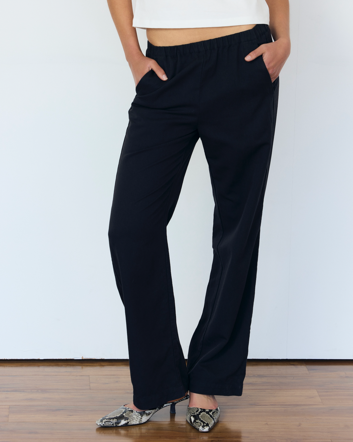 the limited drew fit dress pants Forever Drew Cotton Blend Wide Leg Pants in Black