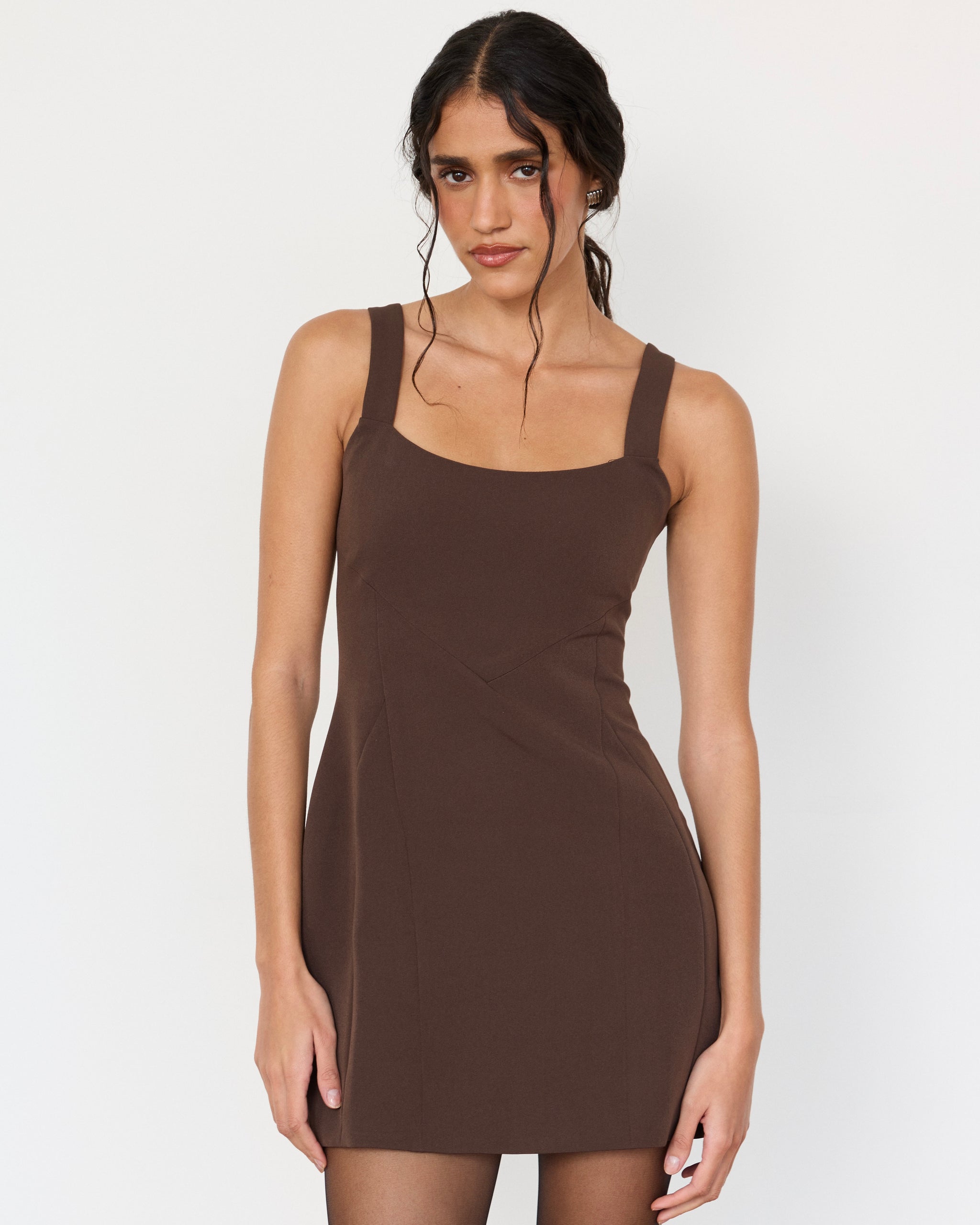 brown active dress ARTLESS FOREVER Women's Frame A-Line Minidress - Size:7.5 AUS 15 Best Nail Colors this dress keeps up Racer x Collection