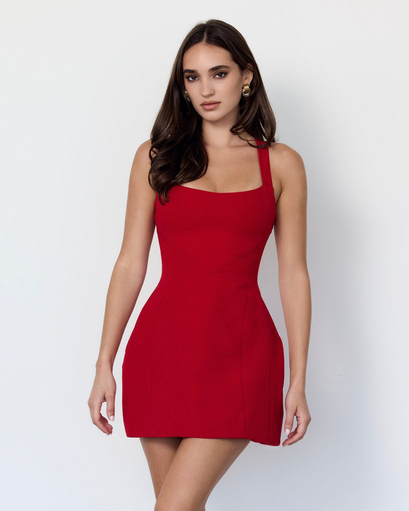 A - LINE DRESS - CHERRY RED - Artless Forever