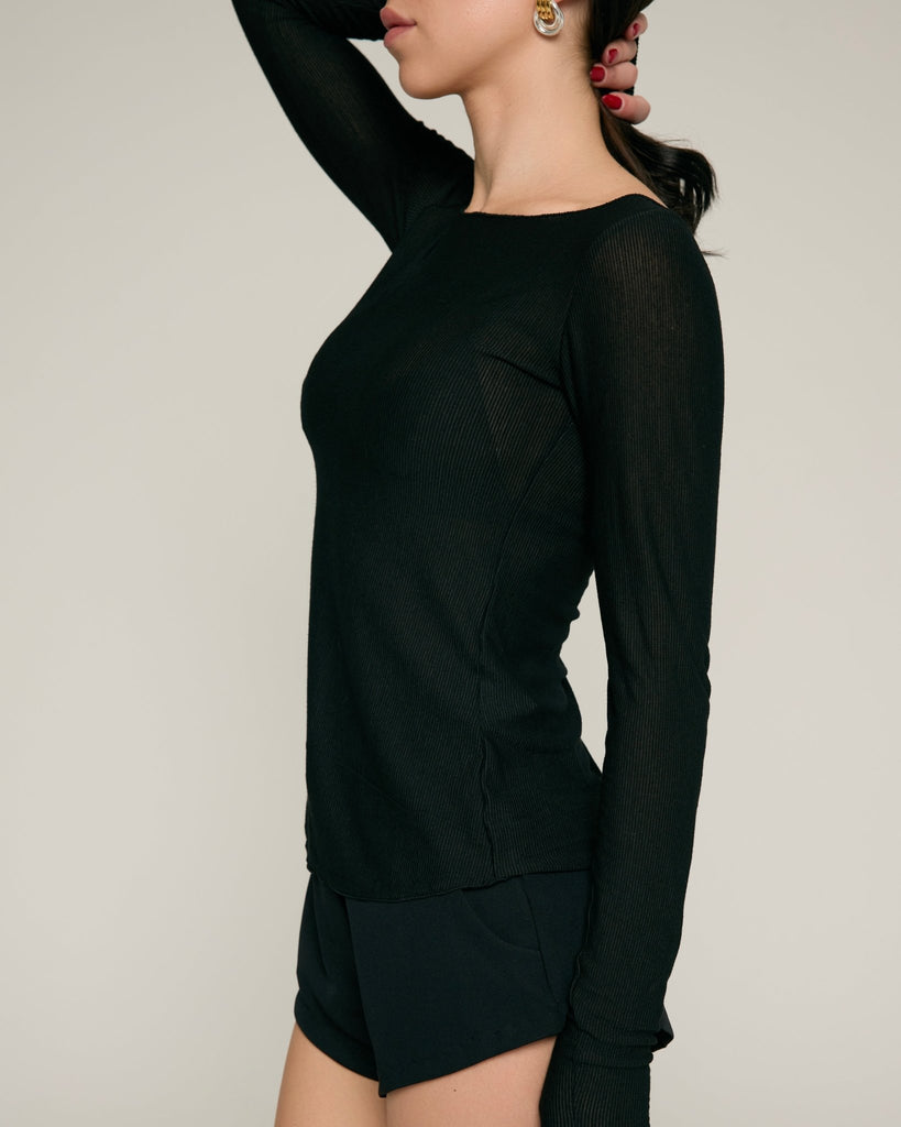 BOATNECK JERSEY TOP - BLACK - Artless Forever