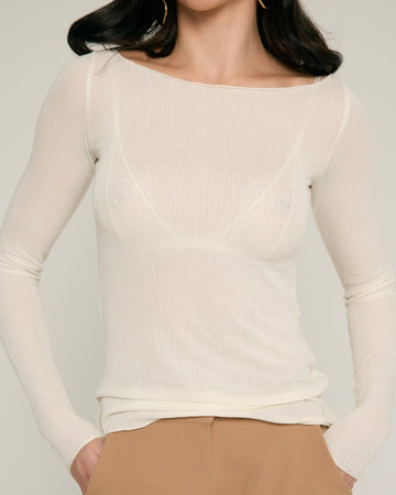 BOATNECK JERSEY TOP - WHITE - Artless Forever