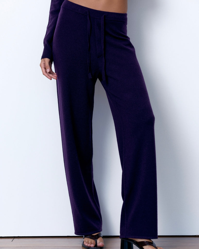 CASHMERE DRAWSTRING PANTS - DARK PLUM - Artless Forever