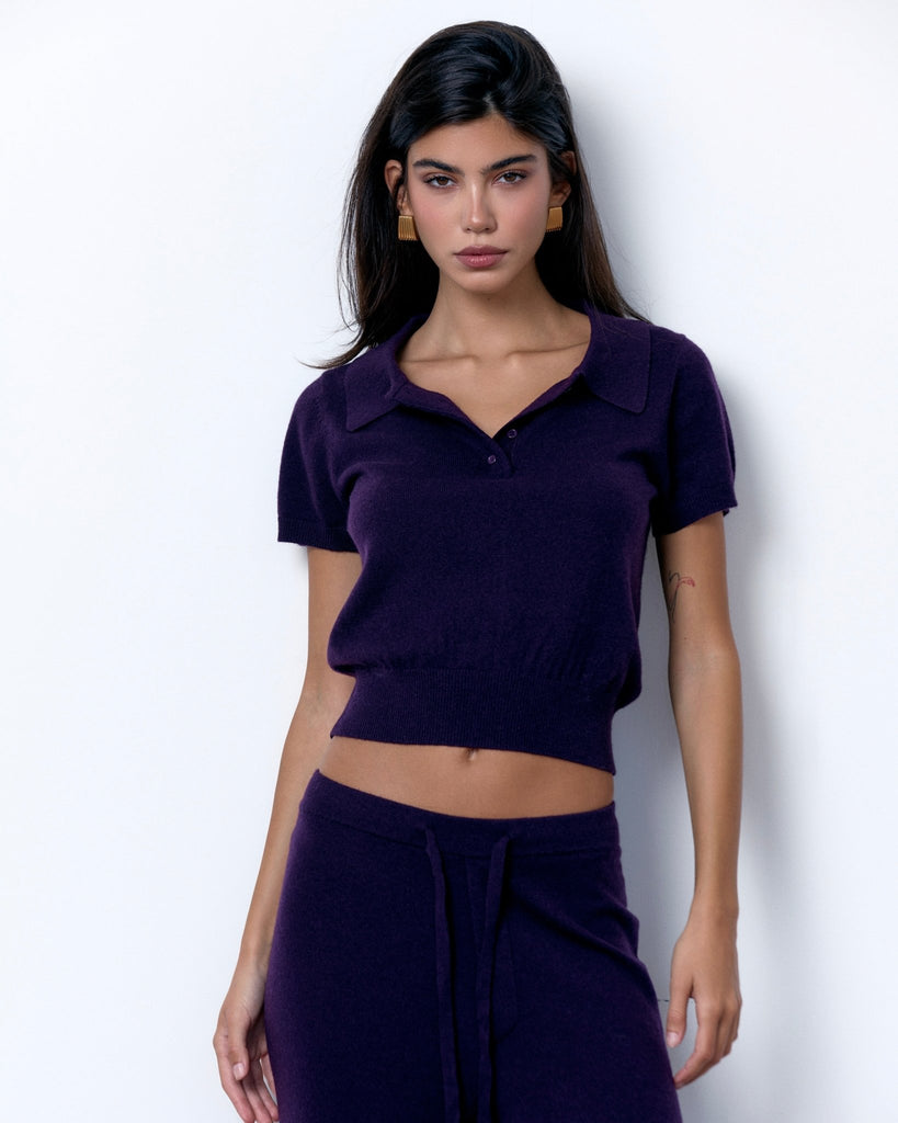 CASHMERE POLO - DARK PLUM - Artless Forever