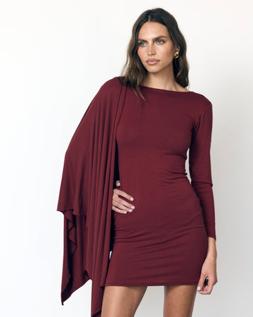 DYLAN CAPE MINI DRESS - TERRACOTTA - Artless Forever