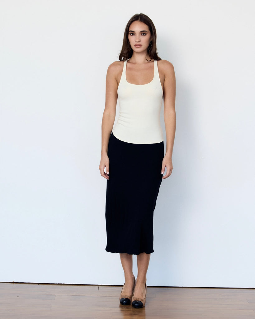 JERSEY MIDI SKIRT - BLACK - Artless Forever