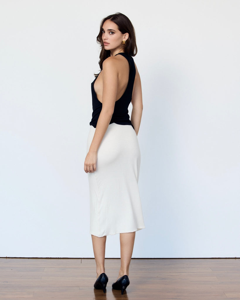 JERSEY MIDI SKIRT - WHITE - Artless Forever