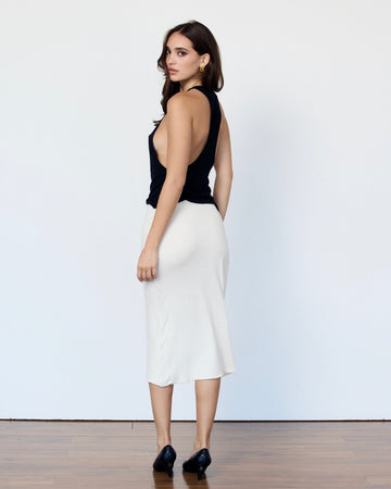 JERSEY MIDI SKIRT - WHITE - Artless Forever