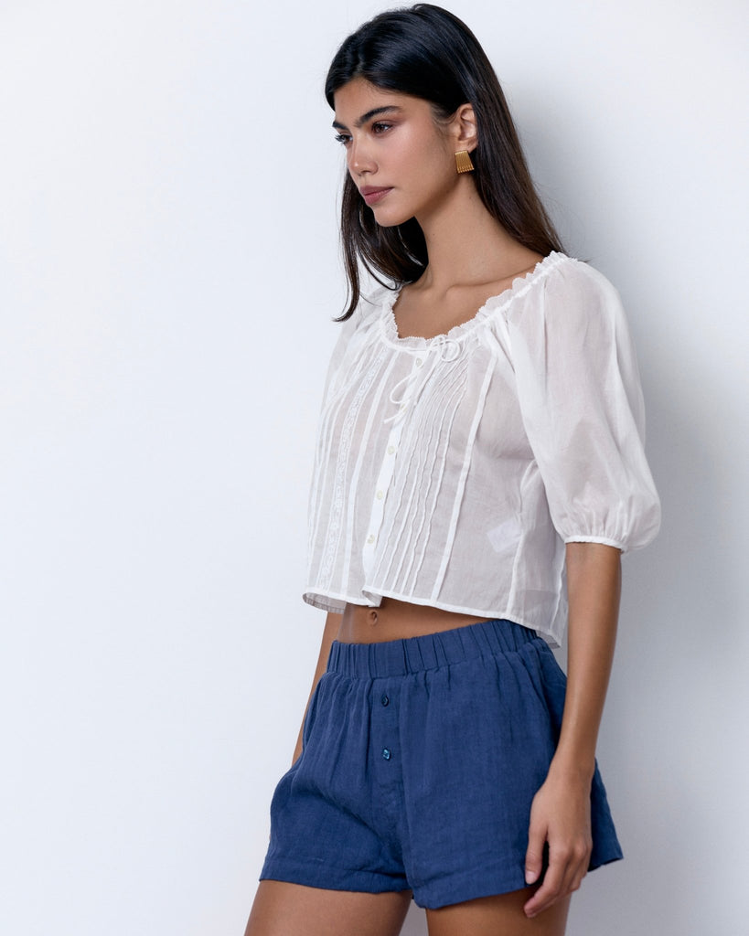 LINEN BOXER SHORTS - NAVY - Artless Forever