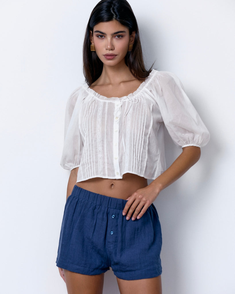 LINEN BOXER SHORTS - NAVY - Artless Forever