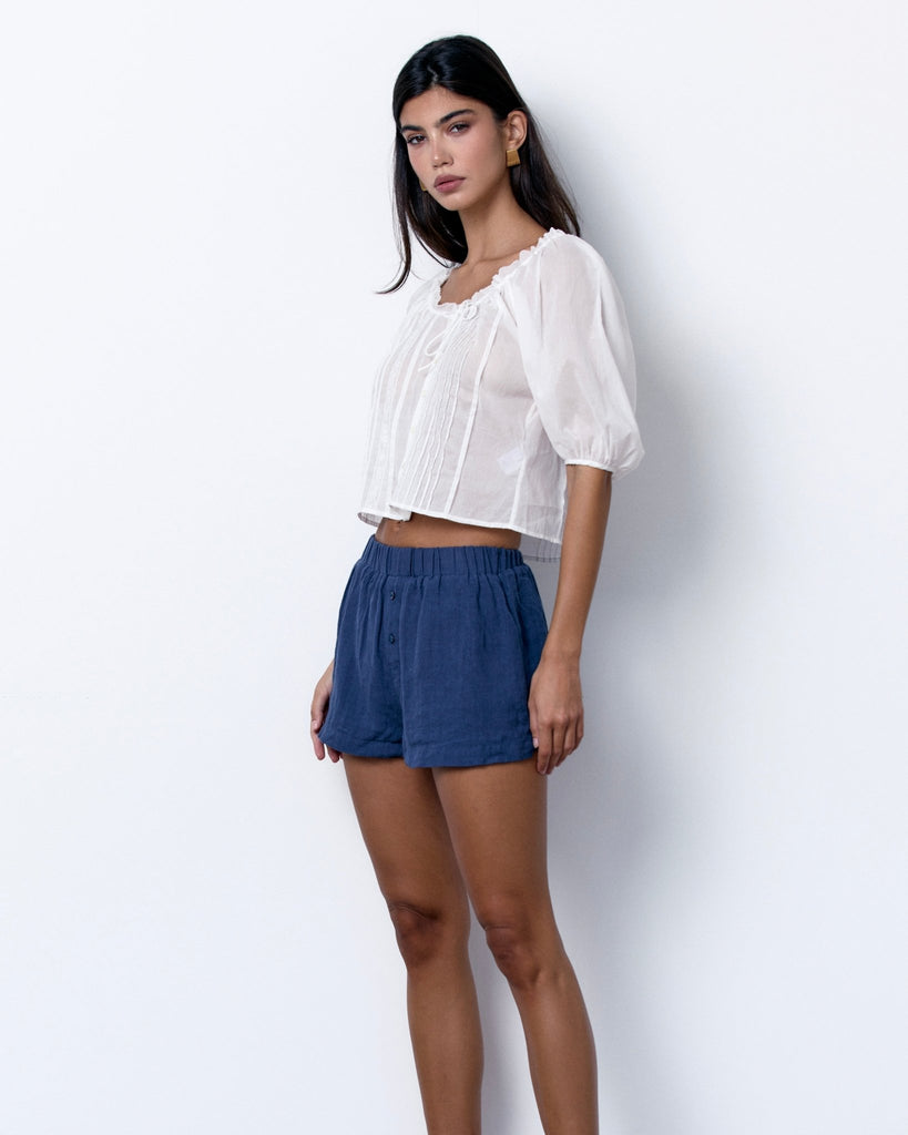 LINEN BOXER SHORTS - NAVY - Artless Forever