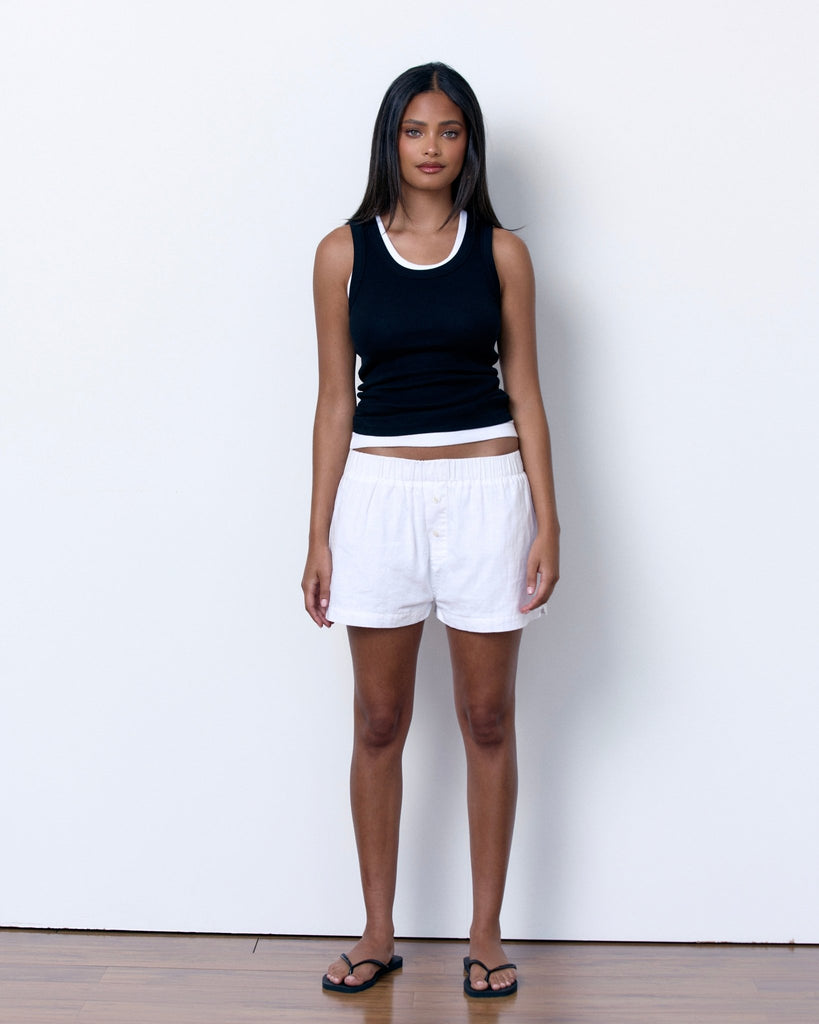 LINEN BOXER SHORTS - WHITE - Artless Forever