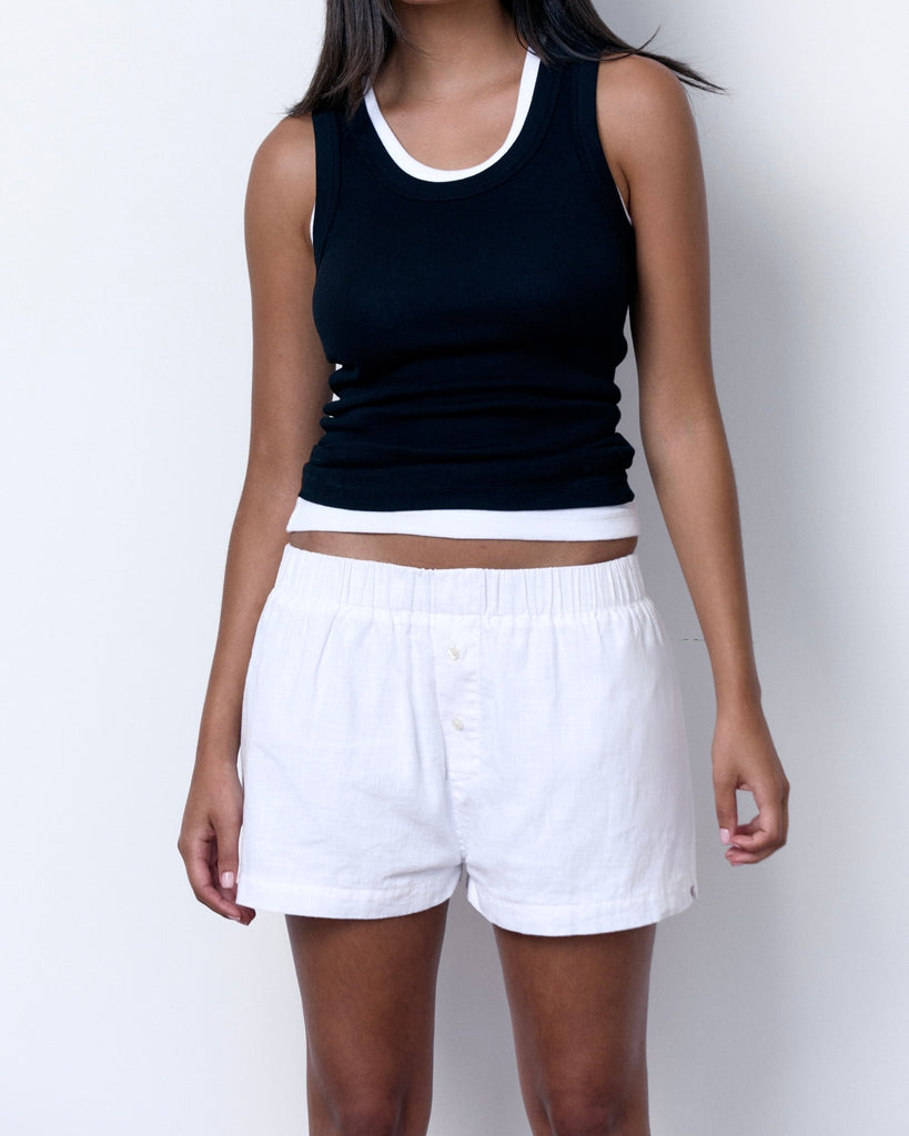 LINEN BOXER SHORTS - WHITE - Artless Forever