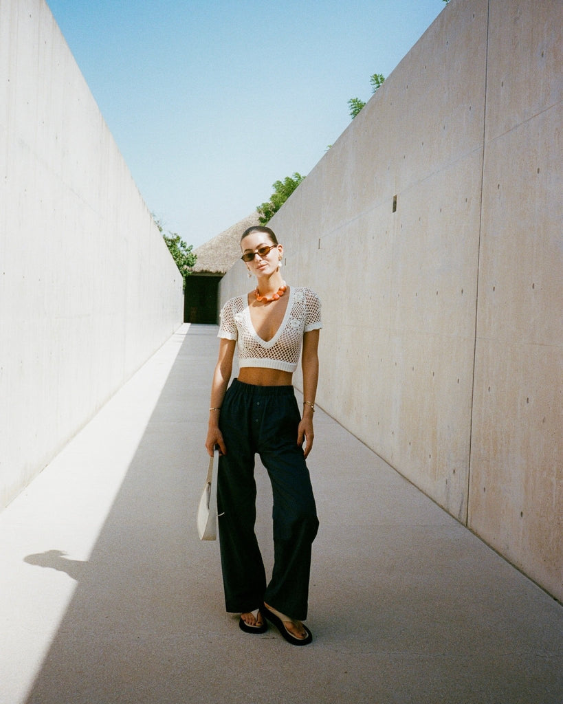 LINEN RELAXED PANTS - NAVY BLUE - Artless Forever