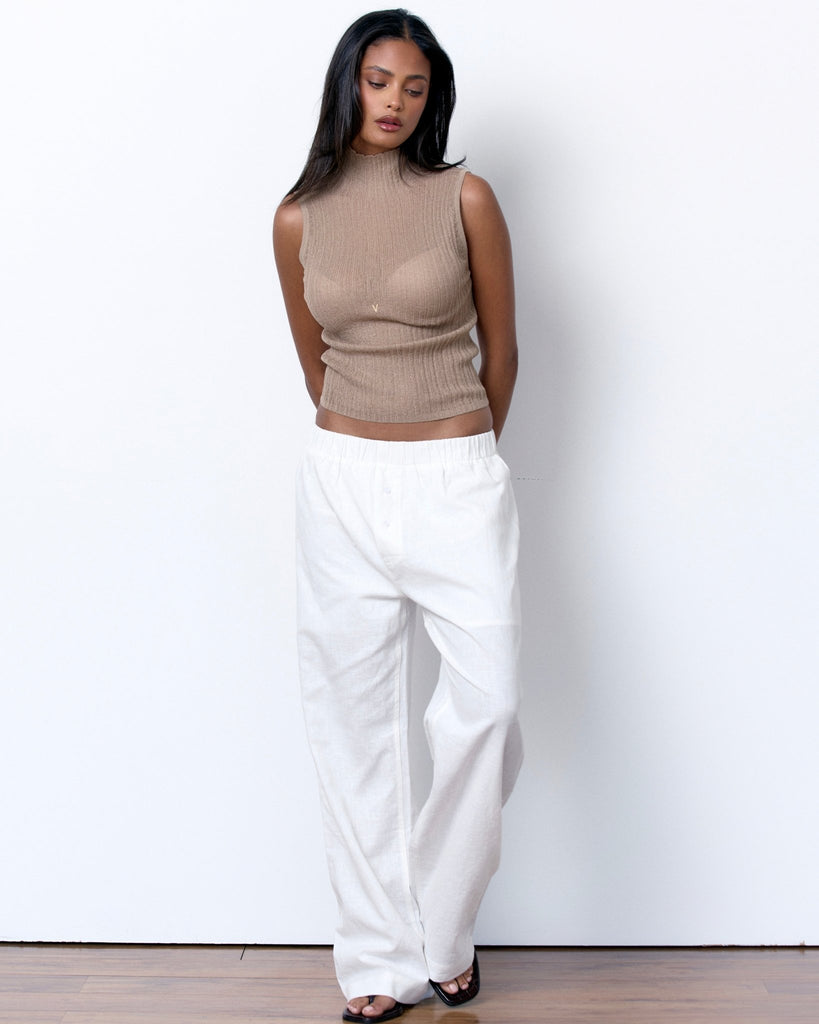 LINEN RELAXED PANTS - WHITE - Artless Forever