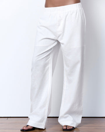 LINEN RELAXED PANTS - WHITE - Artless Forever