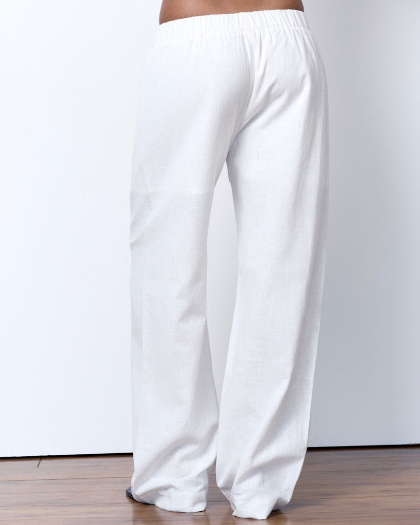 LINEN RELAXED PANTS - WHITE - Artless Forever