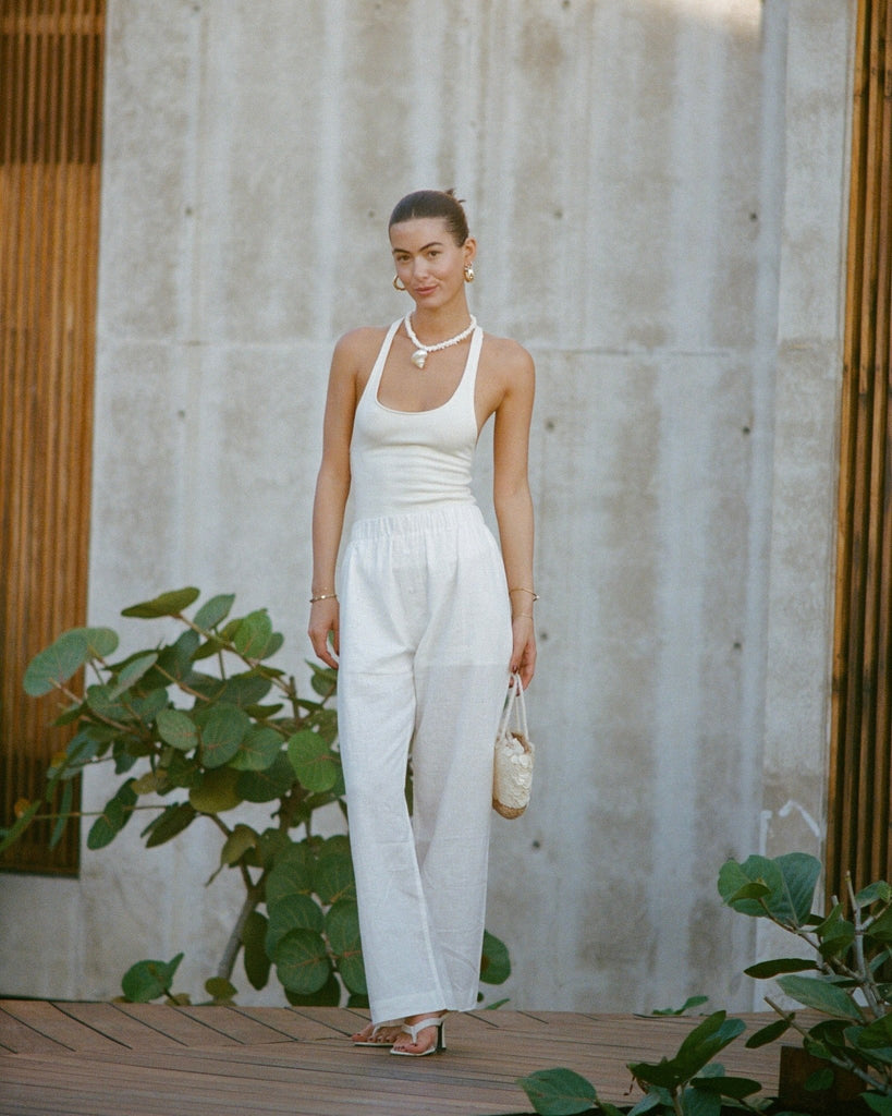 LINEN RELAXED PANTS - WHITE - Artless Forever