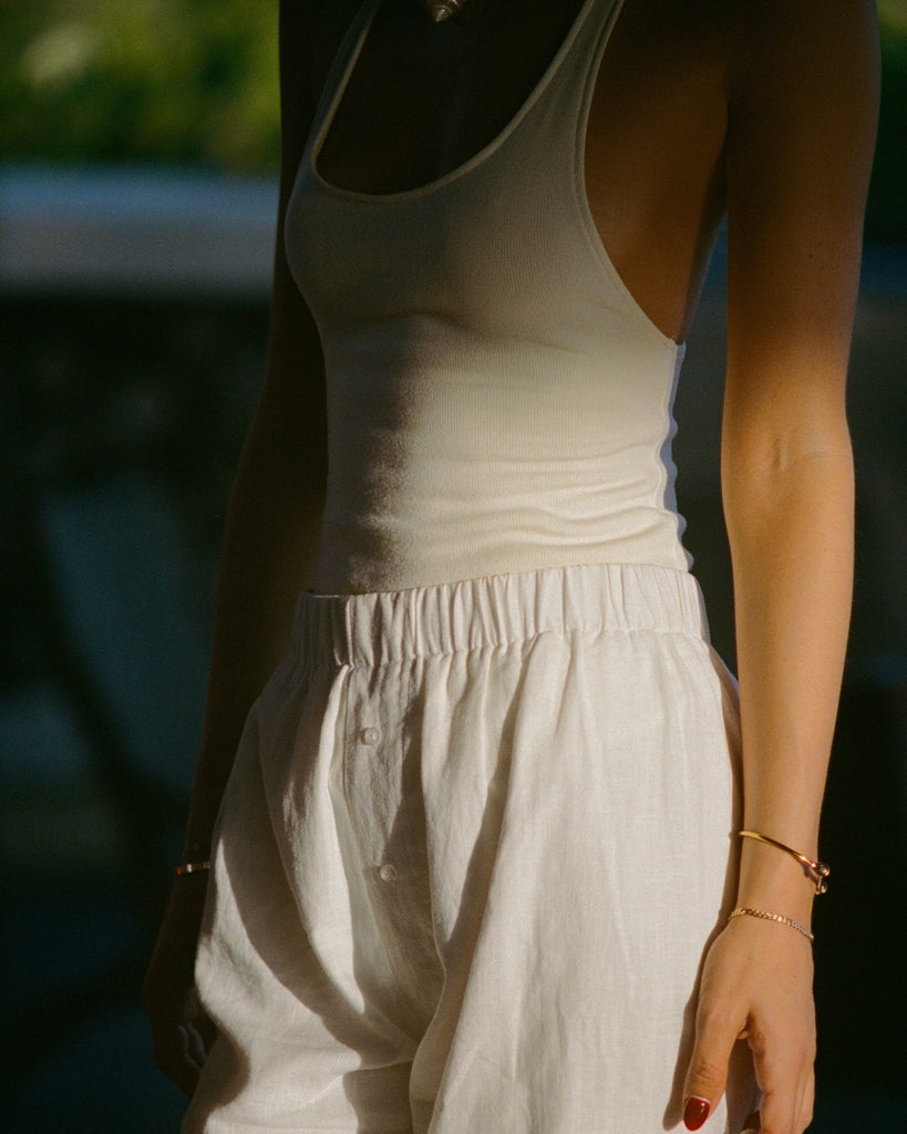 LINEN RELAXED PANTS - WHITE - Artless Forever