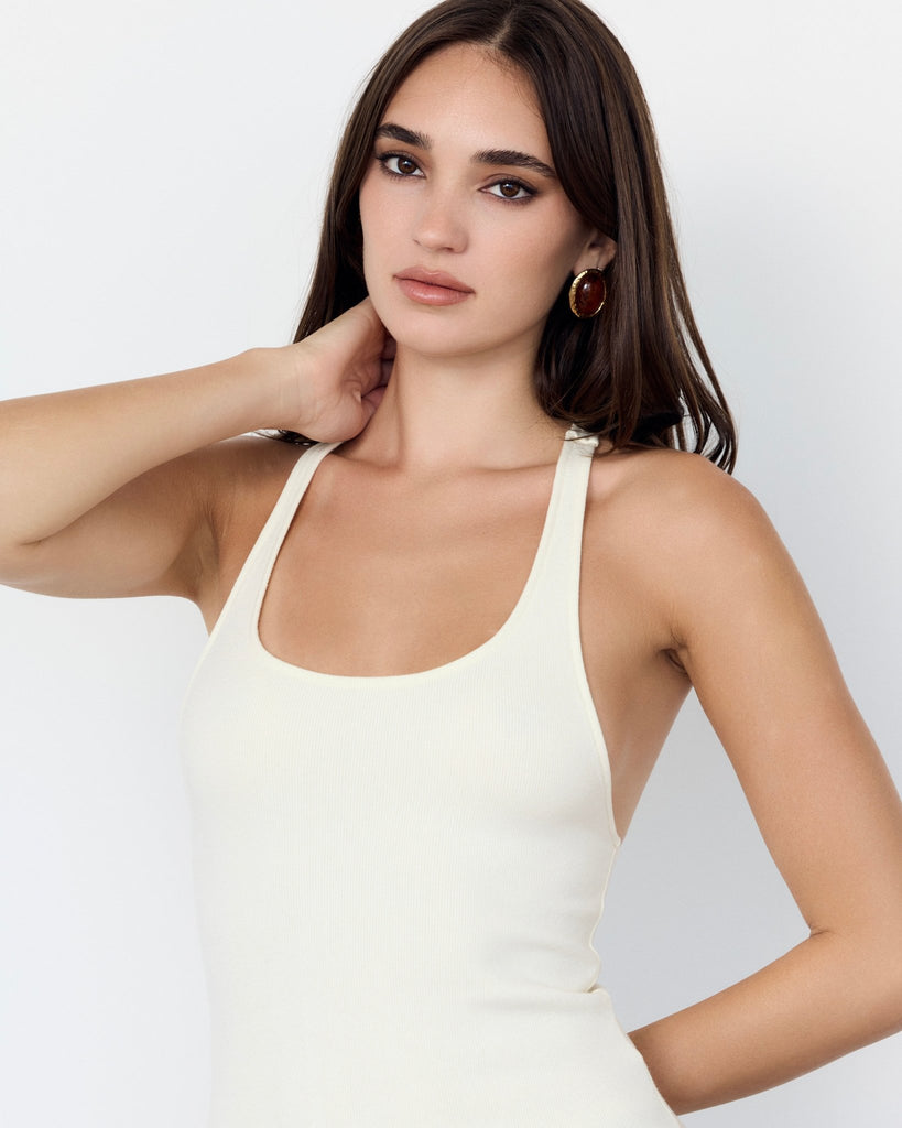 RIBBED PLUNGE TANK - CREAM - Artless Forever